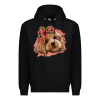 Black cockapoo floral pink glitter Premium Hoodie - Jasminsmagicworld