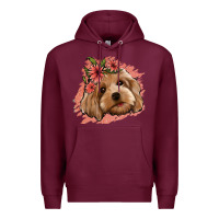 Burgundy cockapoo floral pink glitter Premium Hoodie - Jasminsmagicworld