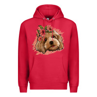 Cardinal cockapoo floral pink glitter Premium Hoodie - Jasminsmagicworld