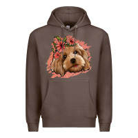 Coffee cockapoo floral pink glitter Premium Hoodie - Jasminsmagicworld