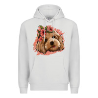 Dove Grey cockapoo floral pink glitter Premium Hoodie - Jasminsmagicworld