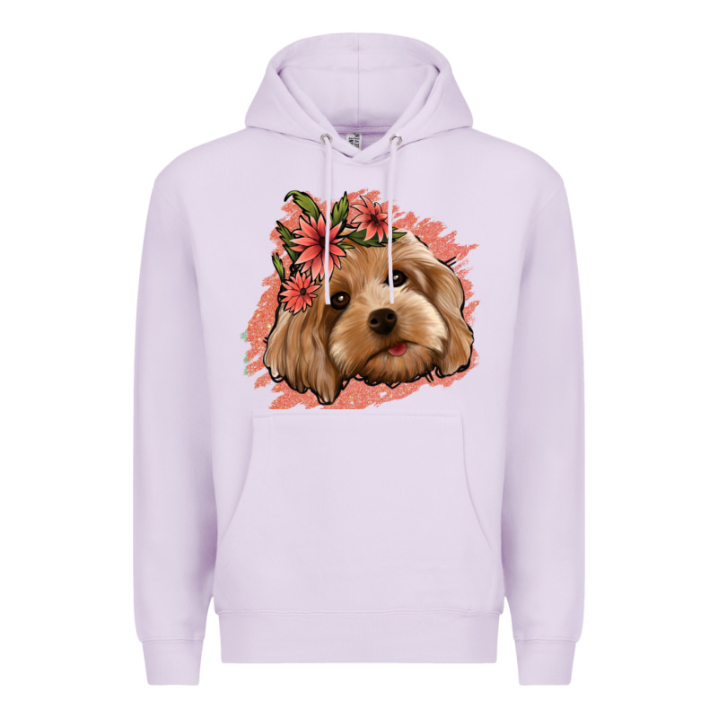 Cockapoo Floral Pink Glitter Premium Hoodie by Jasminsmagicworld | Teevron