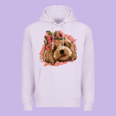 Cockapoo Floral Pink Glitter Premium Hoodie Designed By Jasminsmagicworld