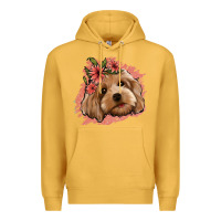 Mustard cockapoo floral pink glitter Premium Hoodie - Jasminsmagicworld