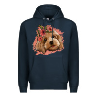Navy cockapoo floral pink glitter Premium Hoodie - Jasminsmagicworld