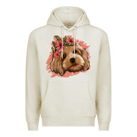 Oatmeal Heather cockapoo floral pink glitter Premium Hoodie - Jasminsmagicworld