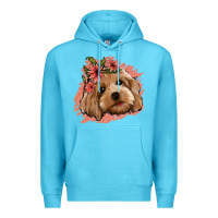 Ocean Blue cockapoo floral pink glitter Premium Hoodie - Jasminsmagicworld