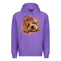 Purple cockapoo floral pink glitter Premium Hoodie - Jasminsmagicworld