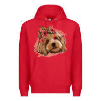 Red cockapoo floral pink glitter Premium Hoodie - Jasminsmagicworld