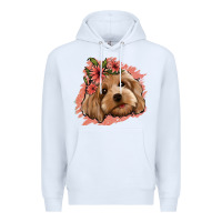 White cockapoo floral pink glitter Premium Hoodie - Jasminsmagicworld