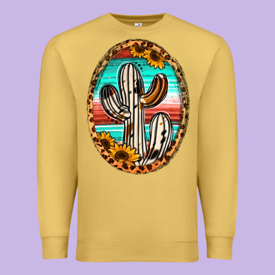 Western Cactus Premium Sweatshirt Designed By Jasminsmagicworld