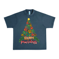 Midnight Navy paw print christmas tree Urban Heavy Tee - CowhideDigitalArt