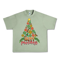 Oil Green paw print christmas tree Urban Heavy Tee - CowhideDigitalArt