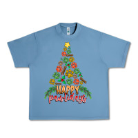 Pebble Blue paw print christmas tree Urban Heavy Tee - CowhideDigitalArt