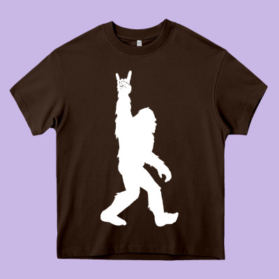 Funny Bigfoot Rock And Roll T Shirt For Sasquatch Believers Heavy Core Tee Designed By Artisfamous