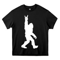 Black funny bigfoot rock and roll t shirt for sasquatch believers Heavy Core Tee - artisFamous