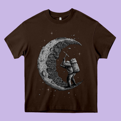Digging The Moon Heavy Core Tee Designed By Artisfamous
