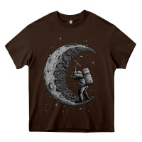 Chocolate Brown digging the moon Heavy Core Tee - artisFamous