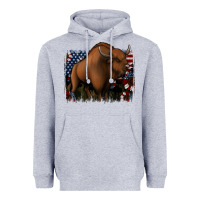 Heather Grey American Bison Heavyweight Hoodie - Jasminsmagicworld