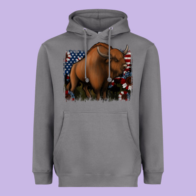 American Bison Heavyweight Hoodie Designed By Jasminsmagicworld