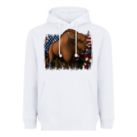White American Bison Heavyweight Hoodie - Jasminsmagicworld