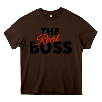 Chocolate Brown the real boss matching couple Heavy Core Tee - artisFamous