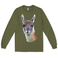 Army Green Guanaco Llama Head Long Sleeve Tee - LillyAllenDesigns