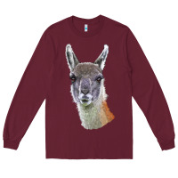 Burgundy Guanaco Llama Head Long Sleeve Tee - LillyAllenDesigns