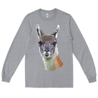 Heather Grey Guanaco Llama Head Long Sleeve Tee - LillyAllenDesigns