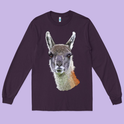 Guanaco Llama Head Long Sleeve Tee Designed By Lillyallendesigns