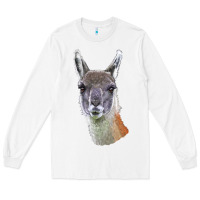 White Guanaco Llama Head Long Sleeve Tee - LillyAllenDesigns