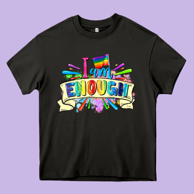 I Am Enough Heavy Core Tee Designed By Fadigitalartstudio