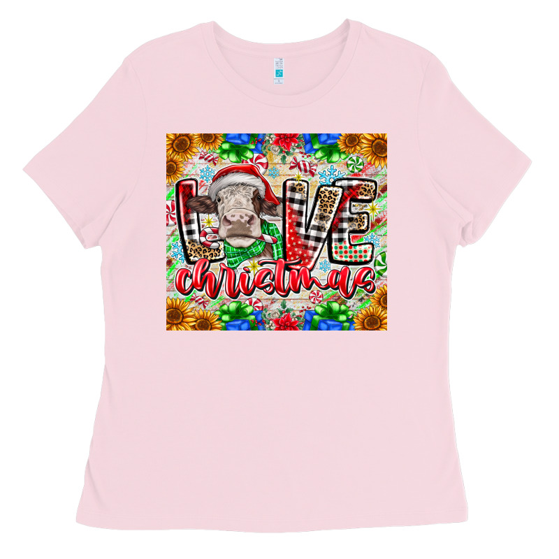 Love Christmas Cow Ladies Tee by CowhideDigitalArt | Teevron
