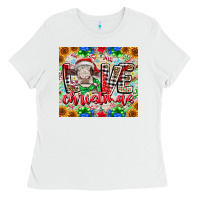 White Love Christmas cow Ladies Tee - CowhideDigitalArt