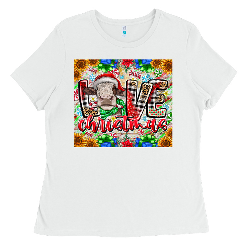 Love Christmas Cow Ladies Tee by CowhideDigitalArt | Teevron