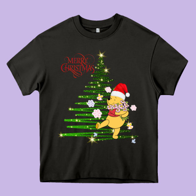 Winnie The Pooh- Merry Christmas Heavy Core Tee Designed By Artisfamous