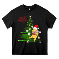 Black Winnie The Pooh- Merry christmas Heavy Core Tee - artisFamous