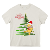 Cream Winnie The Pooh- Merry christmas Heavy Core Tee - artisFamous