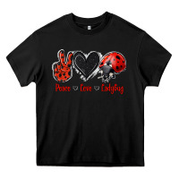 Black Peace Love Ladybug Heavy Core Tee - Jasminsmagicworld
