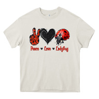 Cream Peace Love Ladybug Heavy Core Tee - Jasminsmagicworld