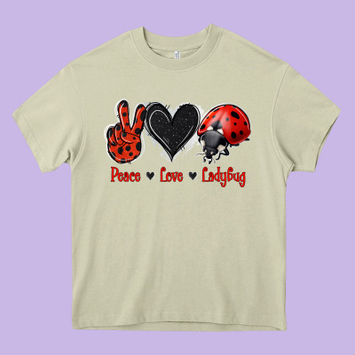 Peace Love Ladybug Heavy Core Tee Designed By Jasminsmagicworld