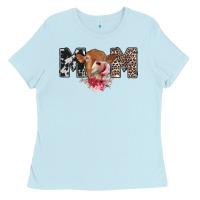 Baby Blue mom cow Ladies Tee - CowhideDigitalArt