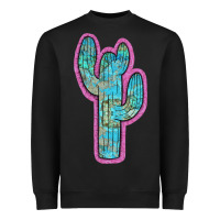 Black Western Turquoise Cactus Heavyweight Sweatshirt - RanaPortraitStore