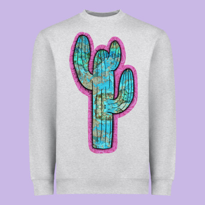 Western Turquoise Cactus Heavyweight Sweatshirt Designed By Ranaportraitstore