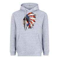 Heather Grey 4th of July Indian Headdress Gypsy Spirit Skull Heavyweight Hoodie - Jasminsmagicworld