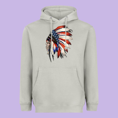 4th Of July Indian Headdress Gypsy Spirit Skull Heavyweight Hoodie Designed By Jasminsmagicworld