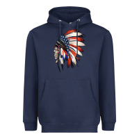 Navy 4th of July Indian Headdress Gypsy Spirit Skull Heavyweight Hoodie - Jasminsmagicworld