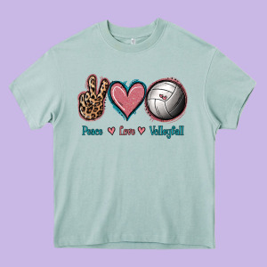 Peace Love Volleyball Heavy Core Tee Designed By Jasminsmagicworld