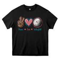 Black Peace Love Volleyball Heavy Core Tee - Jasminsmagicworld