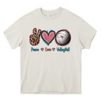 Cream Peace Love Volleyball Heavy Core Tee - Jasminsmagicworld